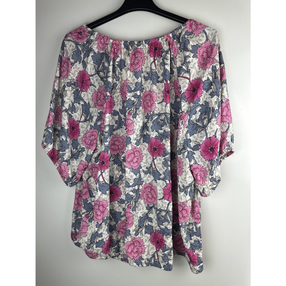 ✨2/$20 Torrid Challis Peasant Blouson Sleeve Top Floral Sheer Chiffon Plus Sz 4X - Picture 9 of 11